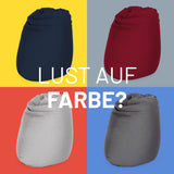 LUMALAND Flexi Comfort Sitzsack Premium Bean Bag Sitzkissen Big 155x100 cm in Navyblau, Rot, Hellgrau und Dunkelgrau.