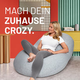 LUMALAND Flexi Comfort Sitzsack Premium Bean Bag Sitzkissen Hellgrau, 155 x 100 cm, ergonomisch und komfortabel für Zuhause.
