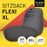 LUMALAND Flexi Comfort Sitzsack Dunkelgrau, XL 155x100 cm, 2in1 Sitzen & Liegen, 380L Volumen, flexibles Material, Indoor Bereich.