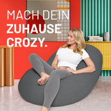 LUMALAND Flexi Comfort Sitzsack Dunkelgrau, ergonomisch, weich wie Wolken, 155 x 100 cm, Premium Bean Bag Sitzkissen.