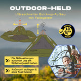 Where Tomorrow Pop Up Zelt - 3-Personen-Zelt mit Doppeltür, ultraschneller Quick Up Aufbau, grün, faltbares Trekkingzelt, 210x190x110 cm.