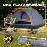 Where Tomorrow Pop Up Zelt - 3-Personen-Zelt mit Doppeltür, 210x190x110 cm, grau, leicht und schnelles Aufbauen von Lumaland Outdoor.