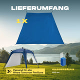 Where Tomorrow Pop Up Pavillon Gartenzelt - Seitenwand Blau aus 190T Polyester, PU-beschichtet, wetterfest, 1000 mm Wassersäule.