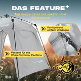 Where Tomorrow Pop Up Pavillon Gartenzelt - Seitenwand - Hellgrau aus robustem Polyester schützt vor Wind und Wetter, einfach einhängbar.
