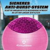 #DoYourFitness Gymnastikball inkl. Ballpumpe – pinker Fitness Sitzball mit sicherem Anti-Burst-System, 75 cm Durchmesser.