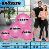 #DoYourFitness Gymnastikball inkl. Ballpumpe in Pink, 75 cm, vielseitig für Fitness, Pilates und Büro geeignet, bis 150 kg belastbar.