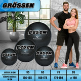 #DoYourFitness Gymnastikball inkl. Ballpumpe, Fitness Sitzball schwarz in vier Größen für verschiedene Körpergrößen.