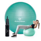 #DoYourFitness Gymnastikball inkl. Ballpumpe in Türkis, vielseitig für Fitness, Pilates und Rückenübungen, 65 cm, belastbar bis 150 kg.