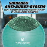 #DoYourFitness Gymnastikball inkl. Ballpumpe Türkis 85 cm mit sicherem Anti-Burst-System, belastbar bis 150 kg, vielseitig für Fitness und Büro.