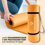 #DoYourFitness Fitnessmatte orange 183x61x1 cm, rutschfest, robust, leicht zusammenrollbar mit Tragegurt für Indoor und Outdoor Training.