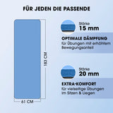 #DoYourFitness Fitnessmatte 183 x 61 x 1,5 cm Blau mit optimaler Dämpfung und extra Komfort für Yoga und Gymnastik.
