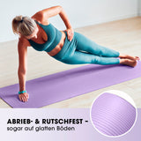 #DoYourFitness Fitnessmatte lila 183x61x1,5 cm rutschfest und robust für Yoga, Gymnastik, Indoor und Outdoor mit Tragegurt.