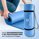#DoYourFitness Fitnessmatte 183x61x2 cm blau, rutschfest, robust, soft, mit Tragegurt, ideal für Yoga, Gymnastik, indoor & outdoor Nutzung.