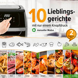 GOURMETmaxx Heißluftfritteuse 12 l mit Touchdisplay, 10 Programme, Drehspieß, 1800 W, schwarz, für fettarmes Frittieren und Grillen.