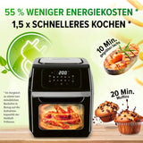 GOURMETmaxx Heißluftfritteuse 12 l mit Touchdisplay, 1800 W, Drehspieß, energiesparend und schneller als Backofen.