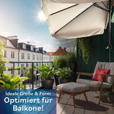 EASYmaxx Sonnenschirm mit UV-Schutz rechteckig 230x140 cm beige, ideal für kleine Balkone und Terrassen mit Handkurbel.