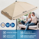 EASYmaxx Sonnenschirm mit UV-Schutz rechteckig 230 x 140 cm beige, wetterfest, wasserabweisend, ideal für kleine Balkone und Terrassen.