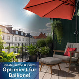 EASYmaxx Sonnenschirm mit UV-Schutz - halbrund 270x140 cm - terracotta an Balkon, handkurbel, platzsparend an Wand montierbar.