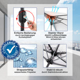 EASYmaxx Sonnenschirm mit UV-Schutz halbrund 270x140 cm terracotta mit Handkurbel, luftdurchlässig und robust für Balkon und Terrasse