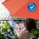 EASYmaxx Sonnenschirm mit UV-Schutz halbrund 270x140 cm in Terracotta, ideal für kleine Balkone und einfache Wandmontage.