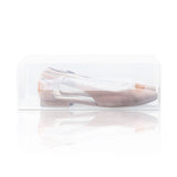 LUMALAND Damen Schuhbox transparent und stapelbar im 5er Set, Maße 35x22x14 cm, mit praktischem Transportgriff zur sicheren Aufbewahrung.