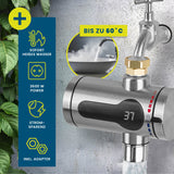 HOBERG Universal-Durchlauferhitzer für sofort warmes Wasser bis 60° C, Edelstahl, 3600 W, inklusive Adapter, einfache Montage am Hahn.