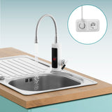 EASYmaxx Warm- & Kaltwasserarmatur mit Durchlauferhitzer und digitaler LED-Temperaturanzeige für einfache Montage in Werkstatt und Garten.