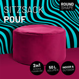 LUMALAND Sitzsack Pouf (50 L) in Rotwein, multifunktional für In- & Outdoor, leichter 1-kg-Pouf mit robusten Nähten und pflegeleichtem Material.