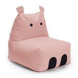 LUMALAND Animal Line Kindersitzsack Hippo - Pastell Pink, weicher, wasserabweisender Sitzsack in Nilpferd-Form für Kinder.