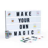 EASYmaxx LED-Leuchtkasten A3 weiß/schwarz mit Buchstaben, bunten Mood Pics und Timerfunktion für individuelle Textbotschaften.