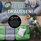 LUMALAND Sitzsack-Sofa Sessel in Pastell Grün, modular, wetterfest, abwischbar, extragroß mit 400 L Volumen, ideal für Innen und Außen.
