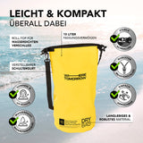 Where Tomorrow Dry Bag 10L - Style 01 - Gelb, wasserdichter, robuster Dry Bag mit UV-Schutz und verstellbarem Schultergurt.