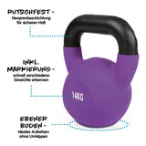 #DoYourFitness Kettlebell 14 kg aus massivem Gusseisen mit rutschfester Neoprenbeschichtung und klarer Gewichtsmarkierung.