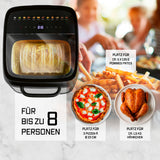 GOURMETmaxx Heißluftofen mit Panoramadach & Frontfenster, 12,5 l, 12 Programme, für bis zu 8 Personen, mit großem Garraum.