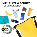 #DoYourOutdoor Dry Bag 20L Gelb wasserdichter, robuster Outdoor-Rucksack mit UV-Schutz und verstellbarem Schultergurt, ideal für Abenteuer.