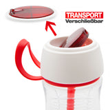 #DoYourFitness "DrinkUp" Sportflasche - 850ml - Rot mit auslaufsicherem Verschluss und praktischem Tragegriff für Sport und Fitness.
