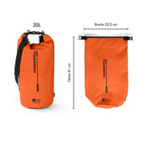 Where Tomorrow Dry Bag 20L - Style 02 - Orange, wasserdichter und robuster Outdoor-Rucksack mit Rolltop-Verschluss und verstellbarem Schultergurt.