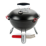 LANDMANN Piccolino King mobiler Kugelgrill mit Lüftungsscheibe, gummierten Deckelklammern und Edelstahl-Grillzange.