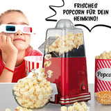GOURMETmaxx Popcorn-Maschine im Retro-Design bereitet schnell süßes oder salziges Popcorn ohne Öl für Heimkinoabende zu.