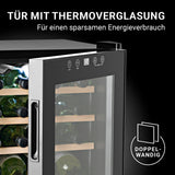 N8WERK Weinkühlschrank - 20 Flaschen mit energieeffizienter Tür mit Thermoverglasung und doppelwandigem Design.