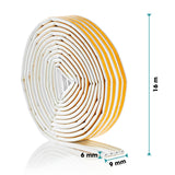EASYmaxx Dichtungsband 9x6mm selbstklebend 16m, flexibel, abdichtet Türen, Fenster, verhindert Zugluft, Lärm, Licht und Staub.