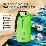 Where Tomorrow Dry Bag 20L - Style 02 - Grün wasserdichter, robuster Outdoor-Rucksack mit Rolltop-Verschluss und UV-Schutz.