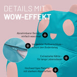 LUMALAND Kindersitzsack Animal Line Panda - Türkis/Pastell Pink mit waschbarem Bezug, verdecktem Reißverschluss und robustem, abperleffektem Material.