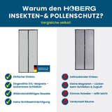 HOBERG Insekten- & Pollenschutzvorhang mit XXL-Magnetbändern 100x210 cm für einfachen Einbau und lückenlosen Schutz.
