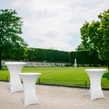 LUMALAND Stehtischhusse Ø 80-85 cm, 5er-Set, weiß, elegant, schmutzabweisend, abwischbar, langlebig, für drinnen und draußen.