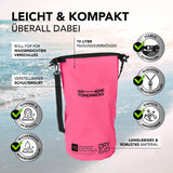 Where Tomorrow Dry Bag 10L - Style 01 - Pink, wasserdichter, robuster Dry Bag mit UV-Schutz und verstellbarem Schultergurt, 10 Liter Volumen.