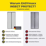 EASYmaxx Insect Protect Insektenschutzvorhang mit eingenähten XXL-Magnetbändern 100x210 cm schwarz, langlebig und luftdurchlässig.