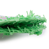 LUMALAND Pinata Set zum Befüllen inkl. Schläger & Augenbinde "Beat The Virus" grün/rot aus Papierstreifen in Nahaufnahme.