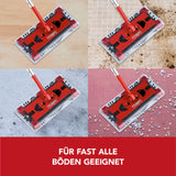 Akku-Besen Swivel Sweeper G2 + Ersatz-Akku kabellos und wiederaufladbar, mit 360° Rotation für verschiedene Bodenarten, rot.