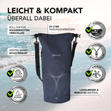 #DoYourOutdoor Dry Bag 20L Dunkelblau mit wasserdichtem Rolltop, UV-Schutz, verstellbarem Schultergurt und robustem Material.